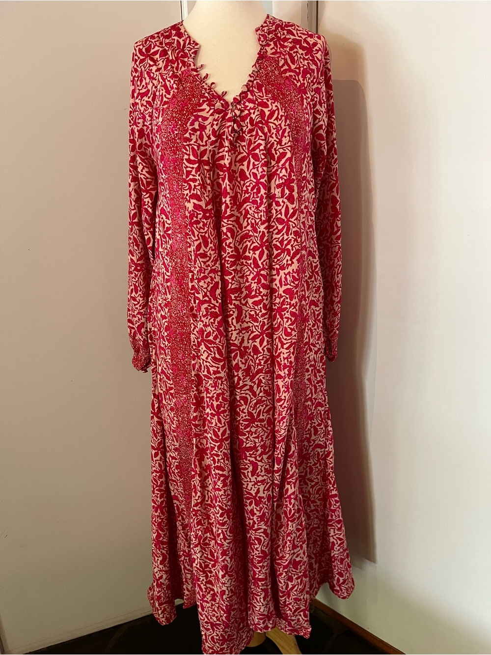 Natalie Martin FIORE "Vintage Flowers" print in rose Floral Maxi Caftan Dress